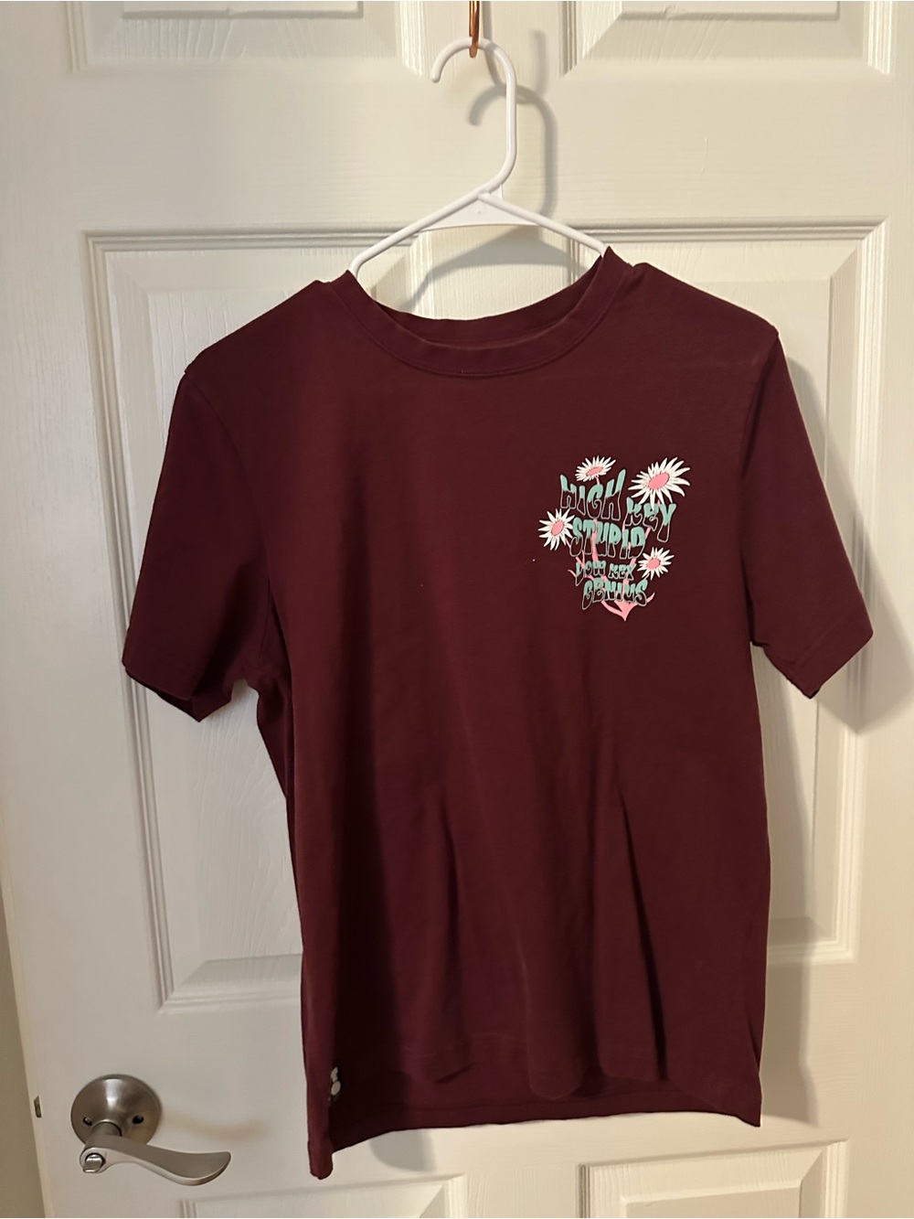 OTTO Maroon Short Sleeve Tee with Daisy Graphic
